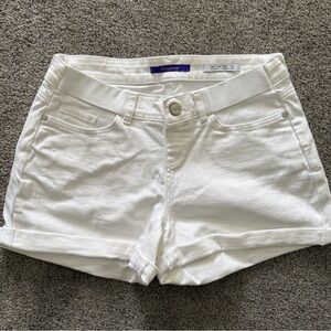 Seraphine Denim Under Bump Maternity Shorts In White